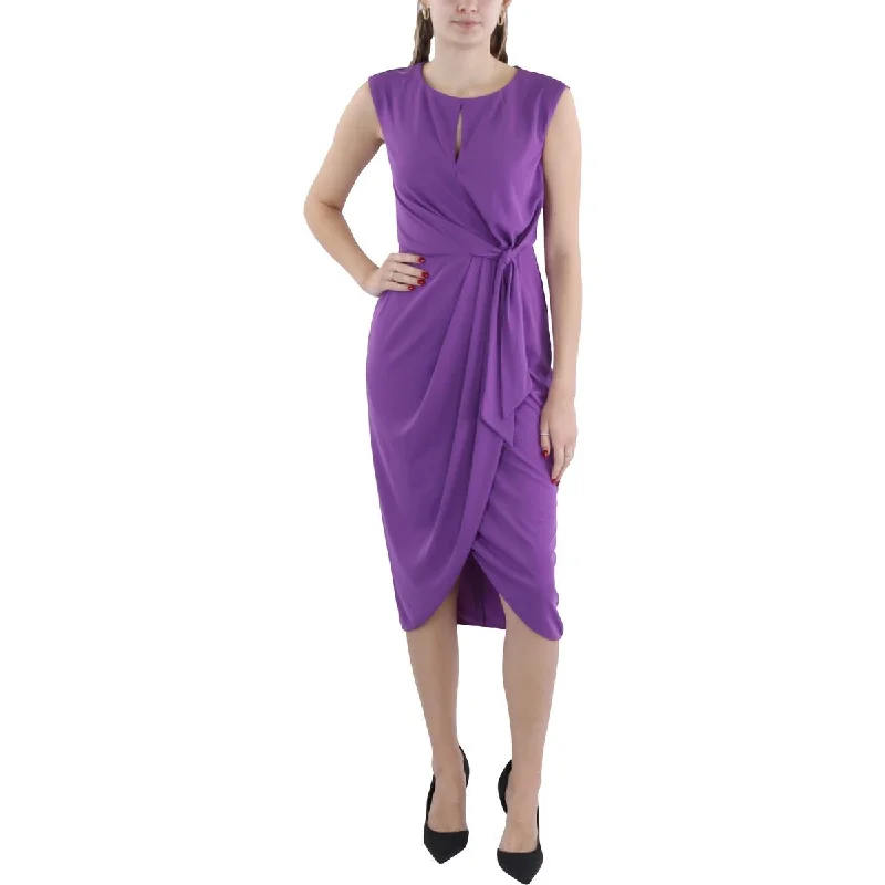 elegant shift dressLauren Ralph Lauren Womens Faux Wrap Sleeveless Evening Dress